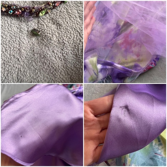 Jovani Beaded Watercolor Floral High-Low Embellished Bustle Prom Pageant Gown - Picture 15 of 17